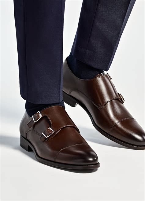 versace brown leather dbl monk strap shoes|Versace Collection Leather Double Monk Strap Shoes w/ Tags.